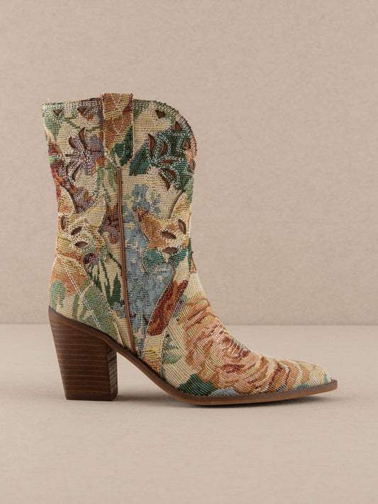 The Sorrel | Floral Tapestry Western Bootie