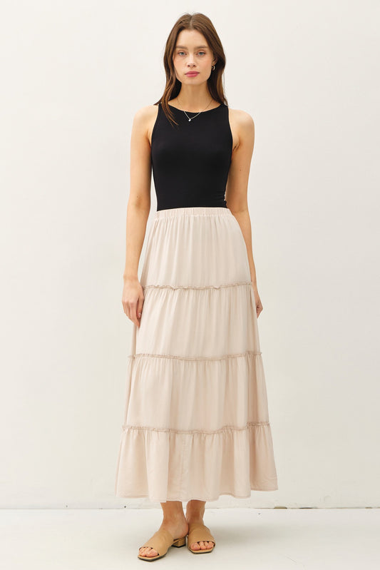Tiered Maxi Skirt - Stone