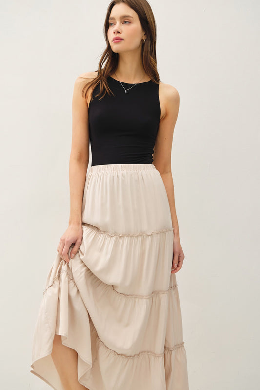 Tiered Maxi Skirt - Stone