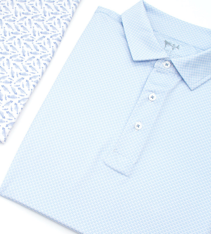 Surf Blue Printed Performance Polo