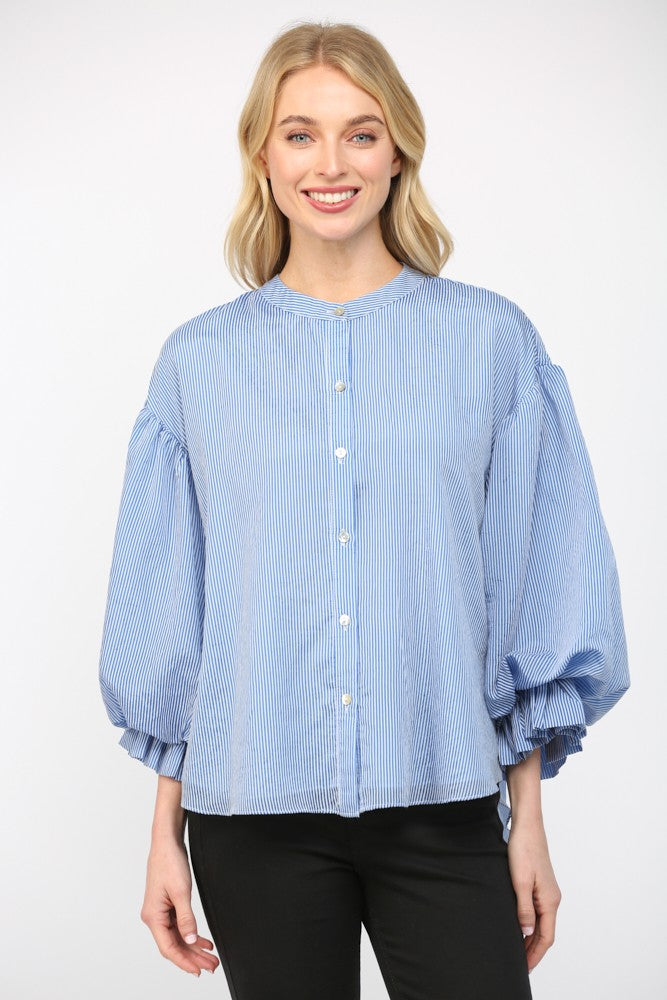 Pinstripe Voluminous Bubble Slv Blouse