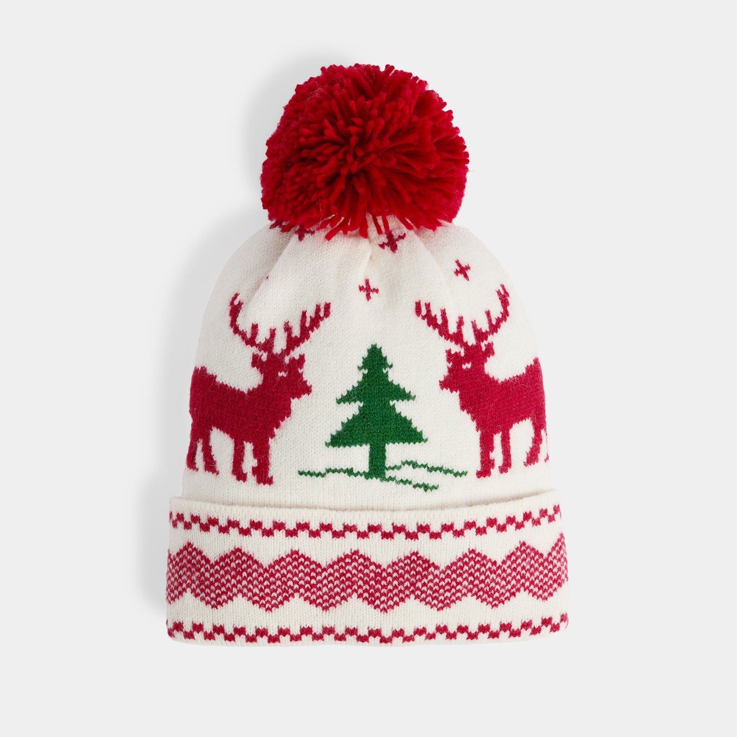 Reindeer Knit Hat - Winter White