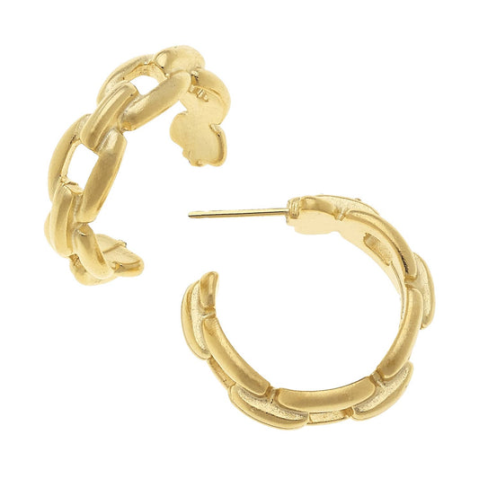 Susan Shaw - Small Gold Chain Circle Hoop Earrings