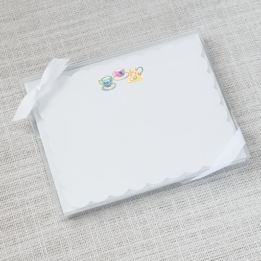 So Thoughtful Gifts - Teacup Scallop Flat Notecard - Set of 15