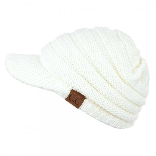 Ribbed Knit Hat With Brim