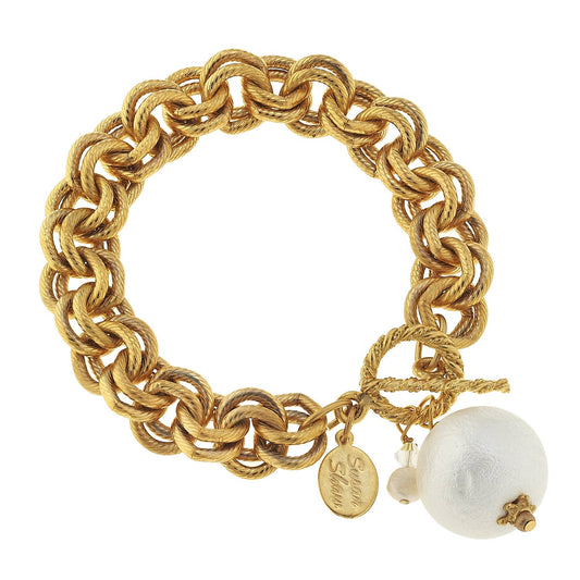 Susan Shaw - Gold with Cotton Pearl Bracelet