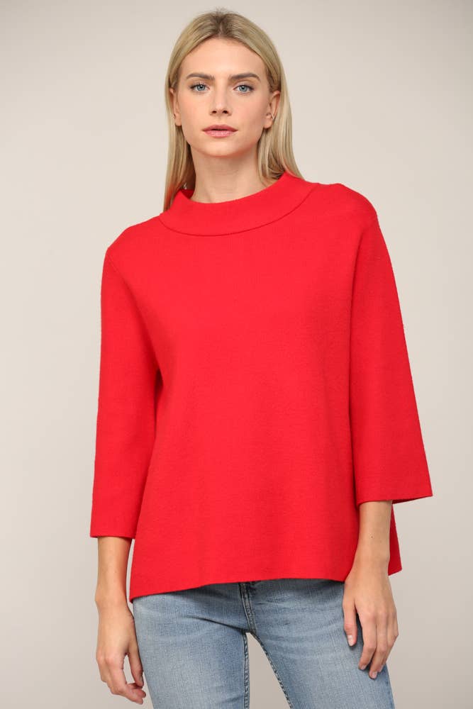 FATE - MOCK NECK PULL OVER SWEATER/BELL SLEEVE