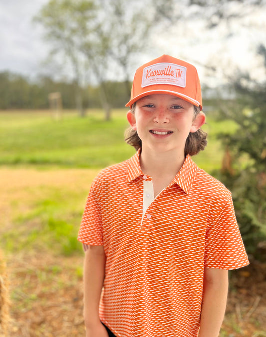 Youth Orange and White Performance Polo