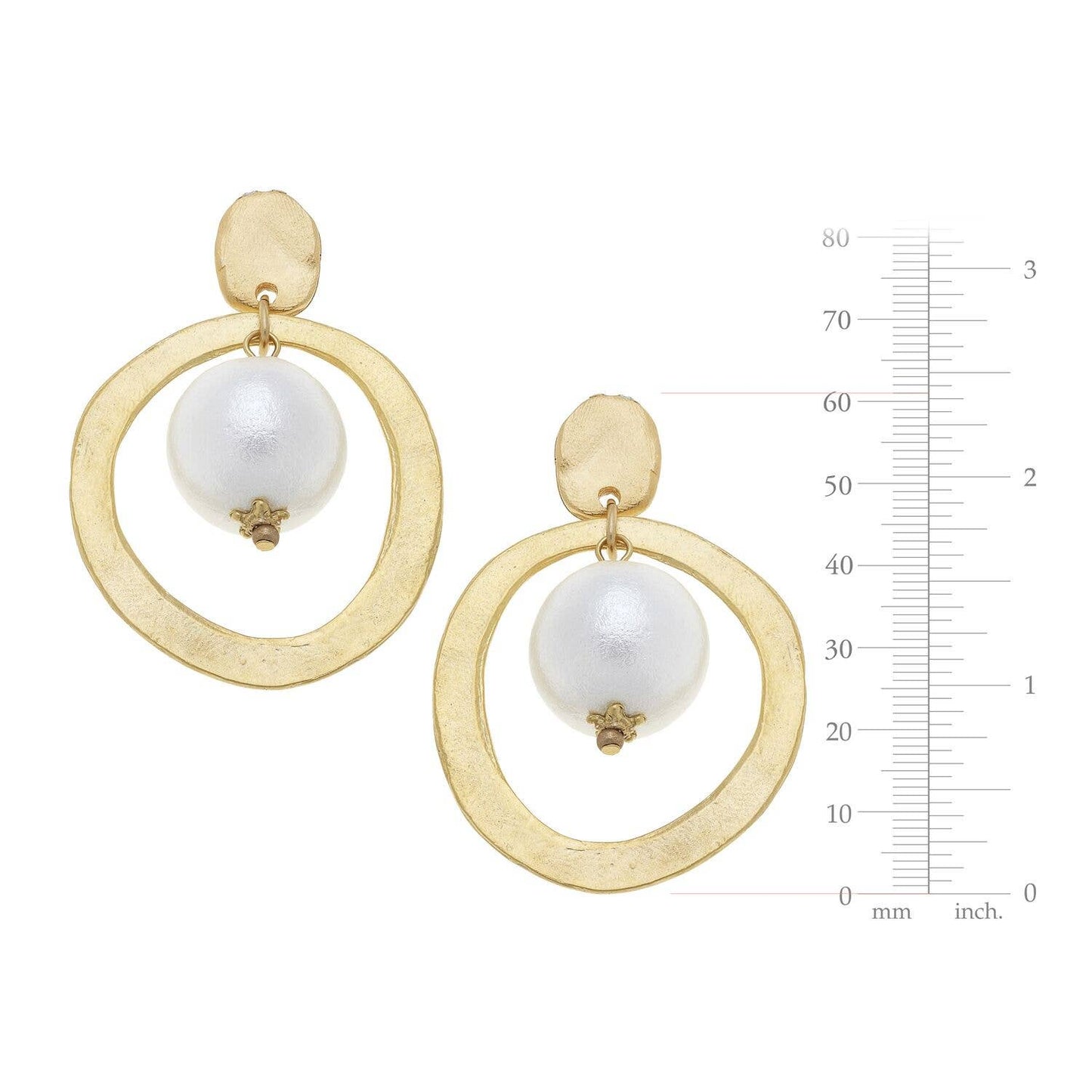 Susan Shaw - Gold Hoop with Cotton Pearl Earrings