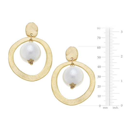 Susan Shaw - Gold Hoop with Cotton Pearl Earrings