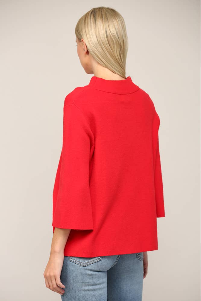 FATE - MOCK NECK PULL OVER SWEATER/BELL SLEEVE