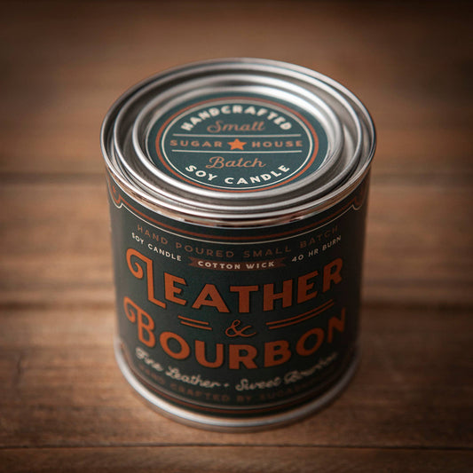 Sugarhouse Leather - Leather & Bourbon Soy Paint Can Candle
