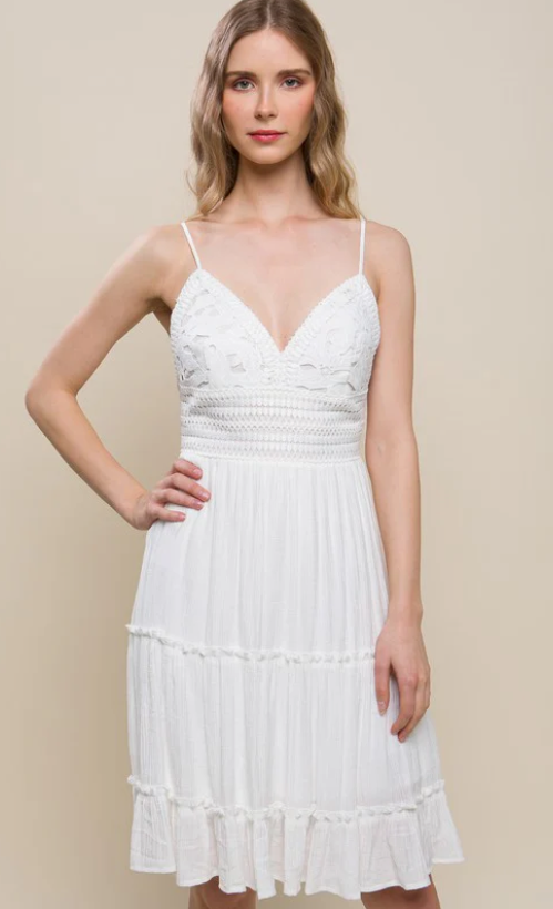 White Lace Dress w/Bow Back