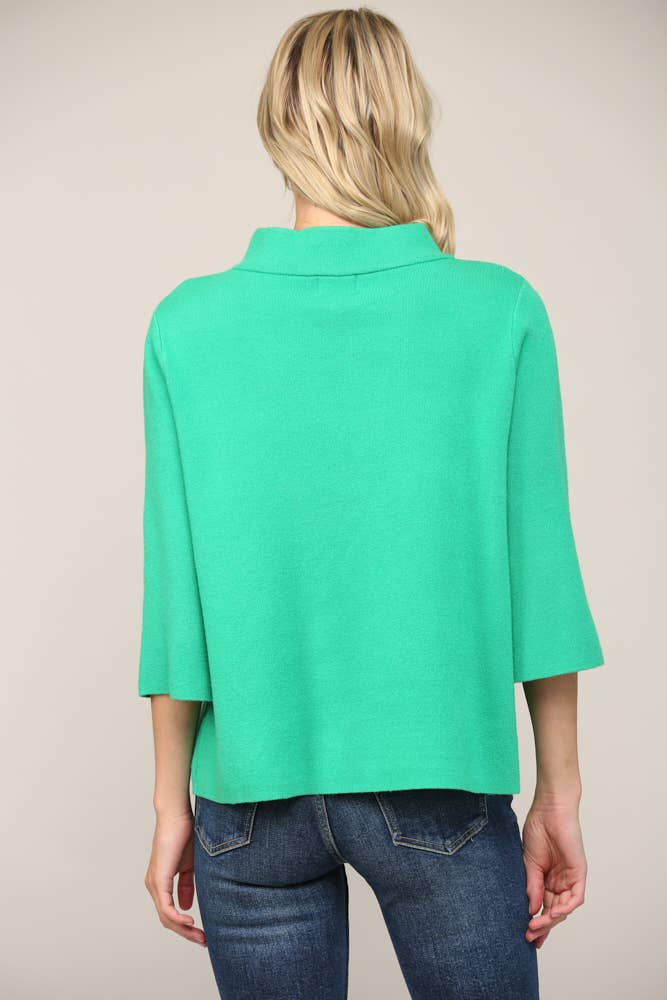FATE - MOCK NECK PULL OVER SWEATER/BELL SLEEVE