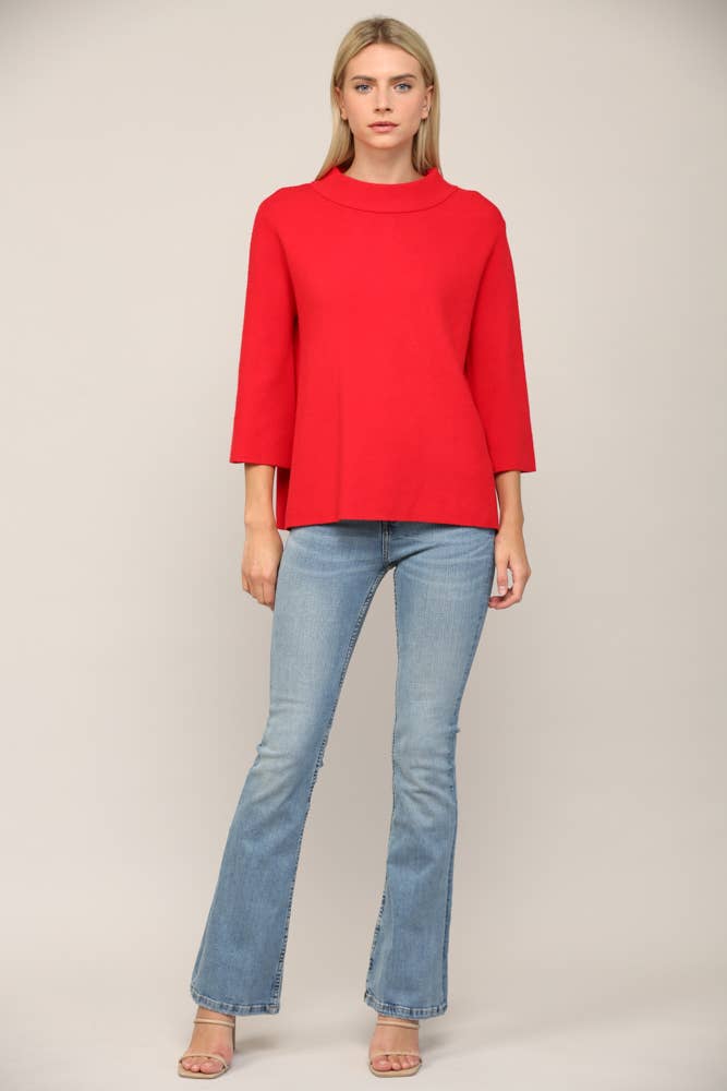 FATE - MOCK NECK PULL OVER SWEATER/BELL SLEEVE