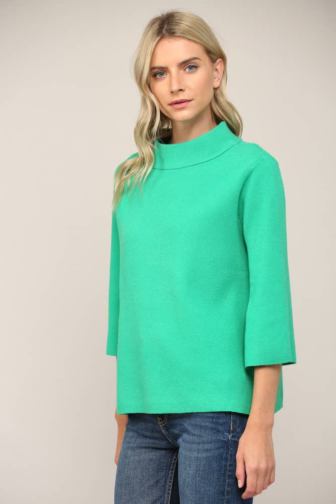 FATE - MOCK NECK PULL OVER SWEATER/BELL SLEEVE