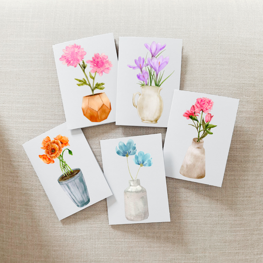 So Thoughtful Gifts - Potted Stems Notecard Set of 10 - Blank Inside