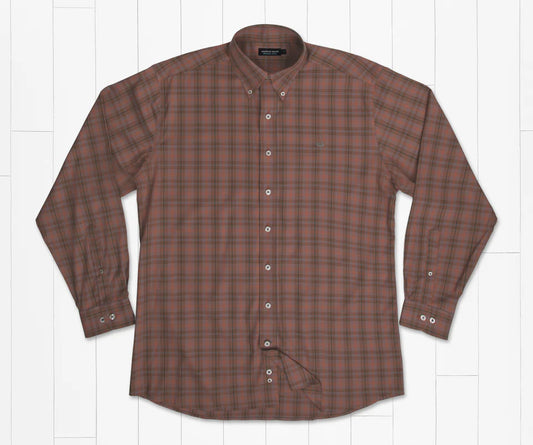Winston Windowpane Dress Shirt - Burnt Red & Dark Olive