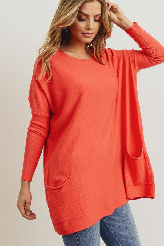 TeaNRose Oversize Pocket Sweater