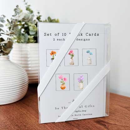 So Thoughtful Gifts - Potted Stems Notecard Set of 10 - Blank Inside