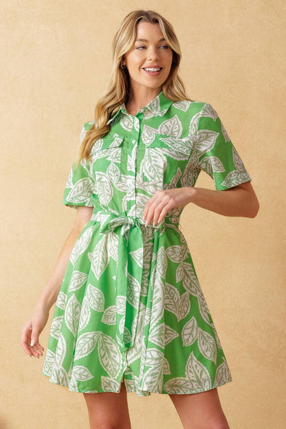 A printed woven mini dress