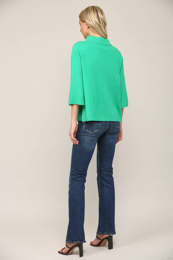 FATE - MOCK NECK PULL OVER SWEATER/BELL SLEEVE