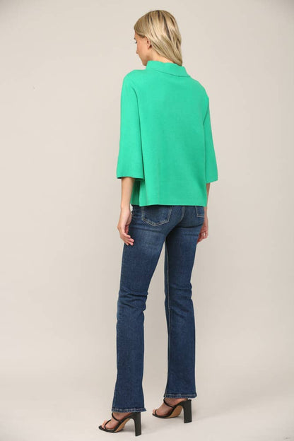 FATE - MOCK NECK PULL OVER SWEATER/BELL SLEEVE