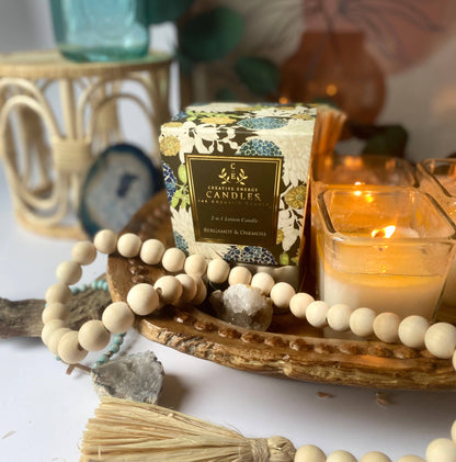 Creative Energy Candles - Bergamot &  Oakmoss: 2-in-1 Soy Lotion Candle: Medium - 6 oz
