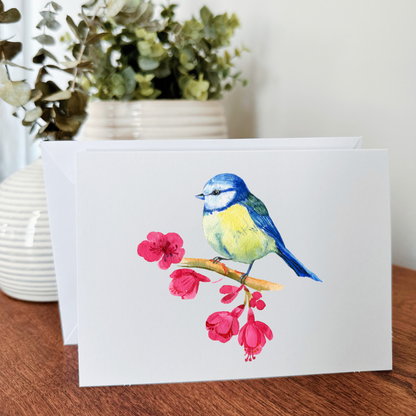 So Thoughtful Gifts - Blue Birds Notecard Set of 10 - Blank Inside