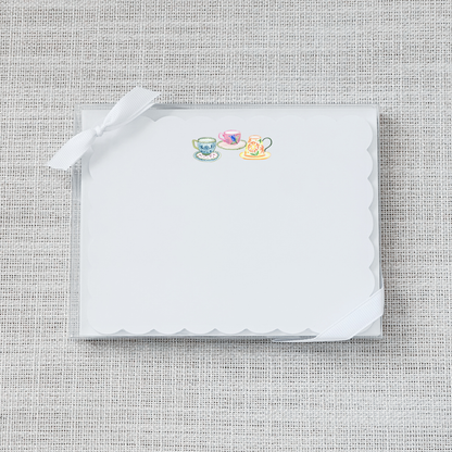 So Thoughtful Gifts - Teacup Scallop Flat Notecard - Set of 15