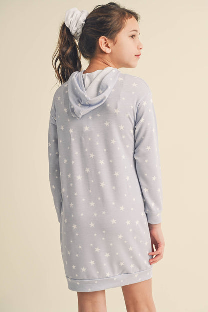 heart and arrow - LONG SLEEVE HOODED SWEATER DRESS- FRENCH TERRY