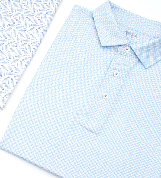 Surf Blue Printed Performance Polo