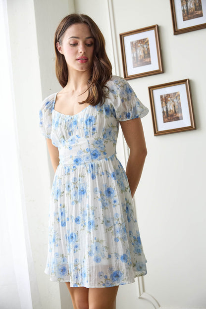 Floral Corset Back Tie Mini Dress