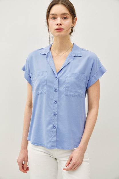 Cap Sleeve Tencel Shirt