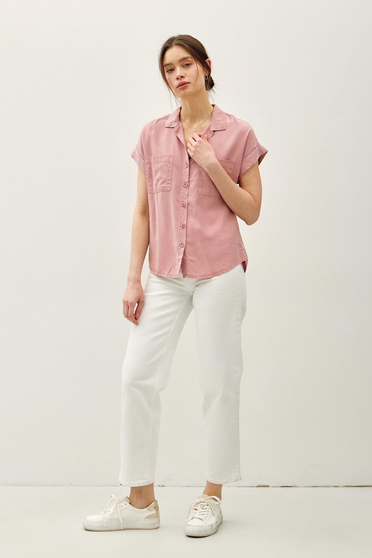 Cap Sleeve Tencel Shirt