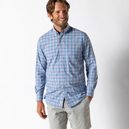 LS PERFORMANCE POPLIN SPORT SHIRT - MARCUS PLAID