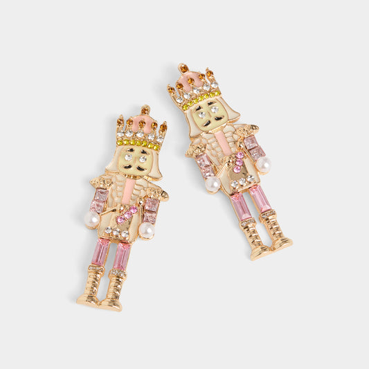 Blush Christmas Nutcracker Earring - Blush