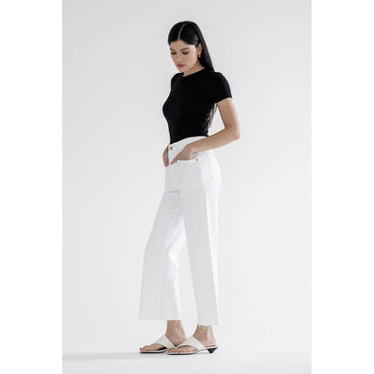 Mica Denim - Super High Rise Wide Leg, Pants - 61% Cotton