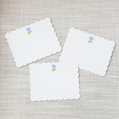 So Thoughtful Gifts - Blue Hydrangea Scallop Flat Notecard - Set of 15