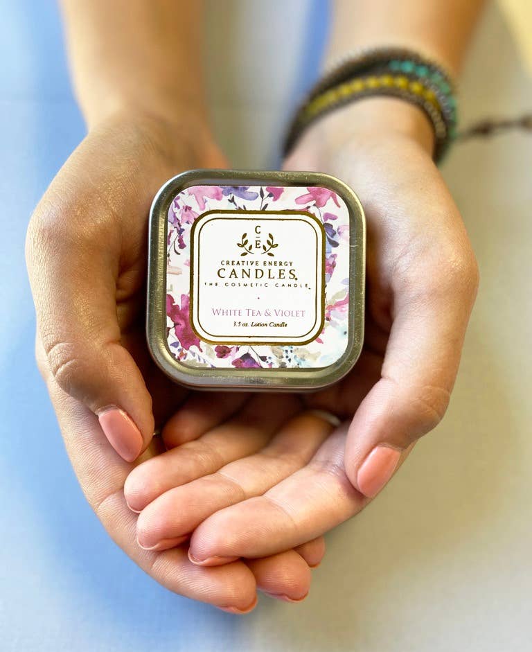 Creative Energy Candles - White Tea & Violet: 2-in-1 Soy Lotion Candle