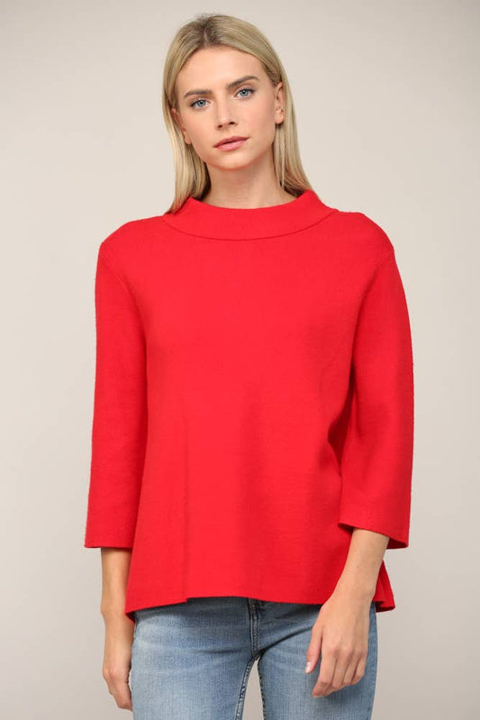 FATE - MOCK NECK PULL OVER SWEATER/BELL SLEEVE