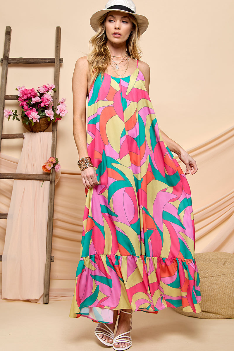 Print Spaghetti Strap Maxi Dress