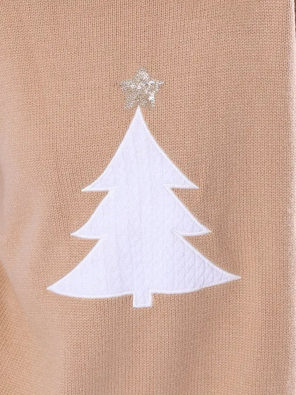 Camel Sweater with White Tree and Gold Star