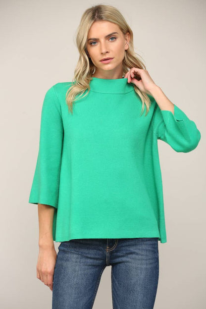 FATE - MOCK NECK PULL OVER SWEATER/BELL SLEEVE