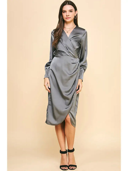 Satin Tulip Midi Dress