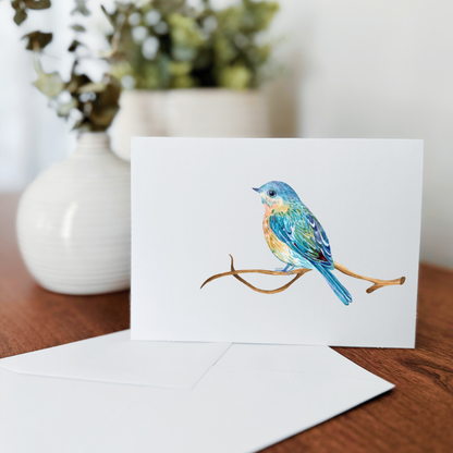 So Thoughtful Gifts - Blue Birds Notecard Set of 10 - Blank Inside