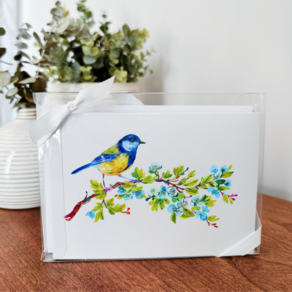 So Thoughtful Gifts - Blue Birds Notecard Set of 10 - Blank Inside