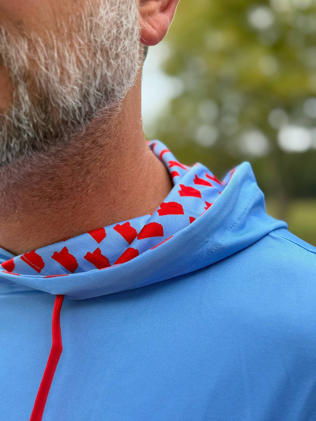 Oxford Powder Blue and Red State Performance Hoodie