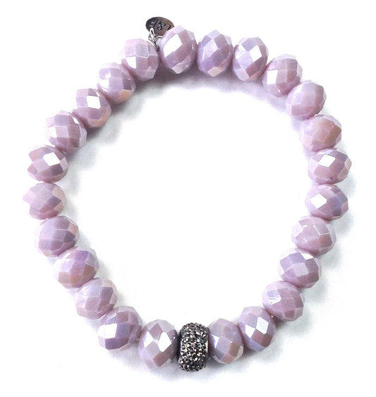 10XB23 BR-10mm Faceted Glass Stretch/Lavender