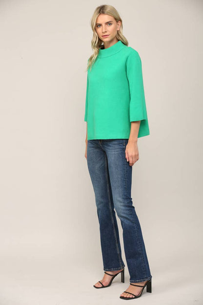 FATE - MOCK NECK PULL OVER SWEATER/BELL SLEEVE